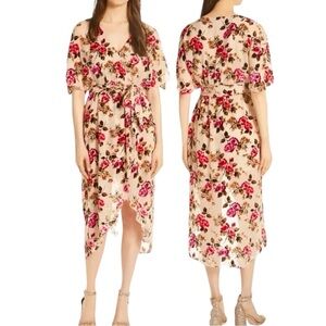 Alice + Olivia Floral Midi Dress - Pink and Cream